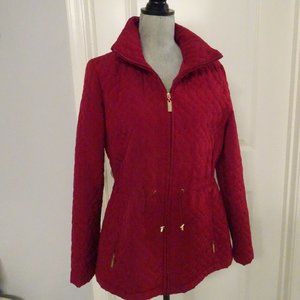 Ellen Tracy red hip length quilted jacket